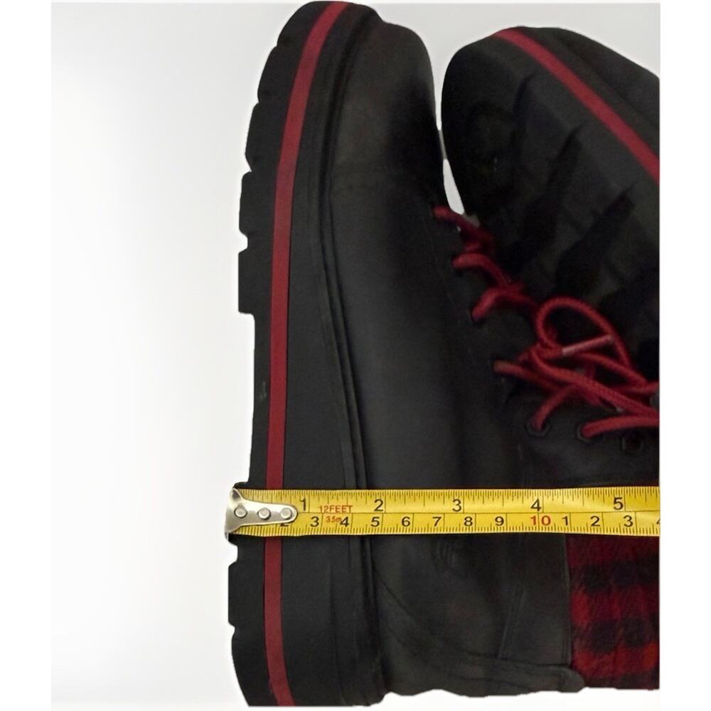 Timberland Womens Leather Boots Size 8.5 Black Plaid Red Laces Waterproof Zip - Picture 13 of 13